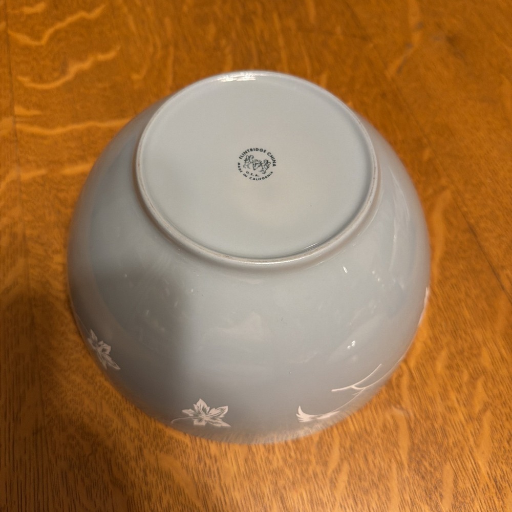 Vtg MCM Flintridge China Misty Leaf Large Covered Vegetable Bowl MINT - Picture 5 of 7